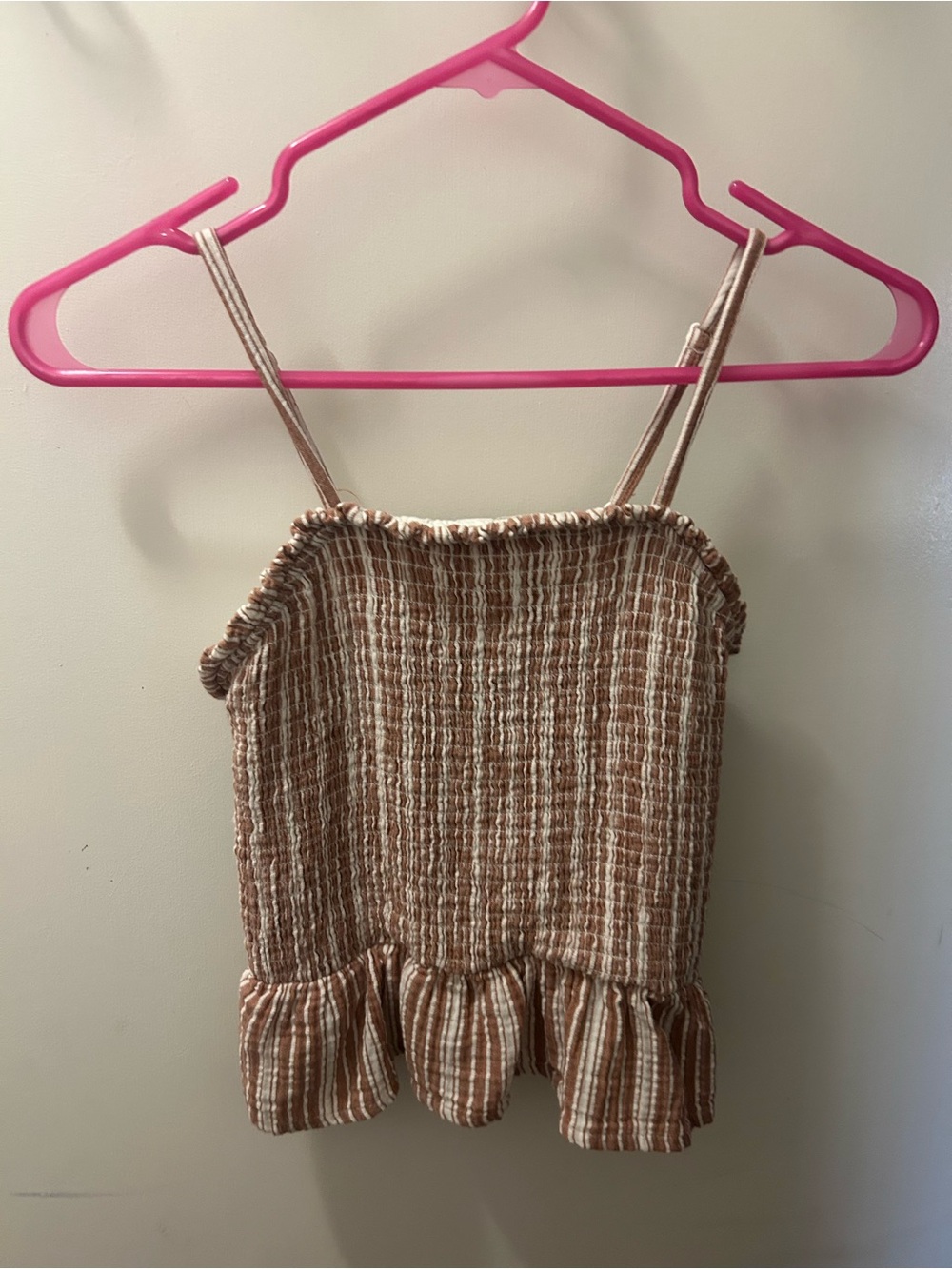 Kids Brown Textured Ruffle pant set